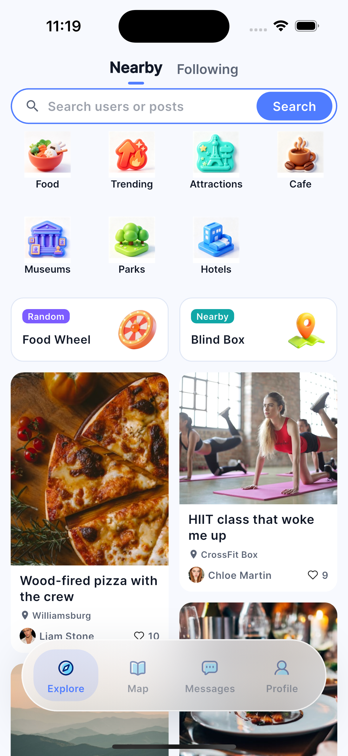 movas explore home screen