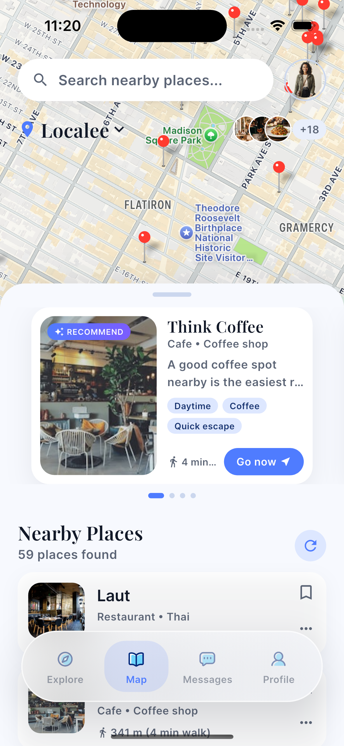 Nearby map screen